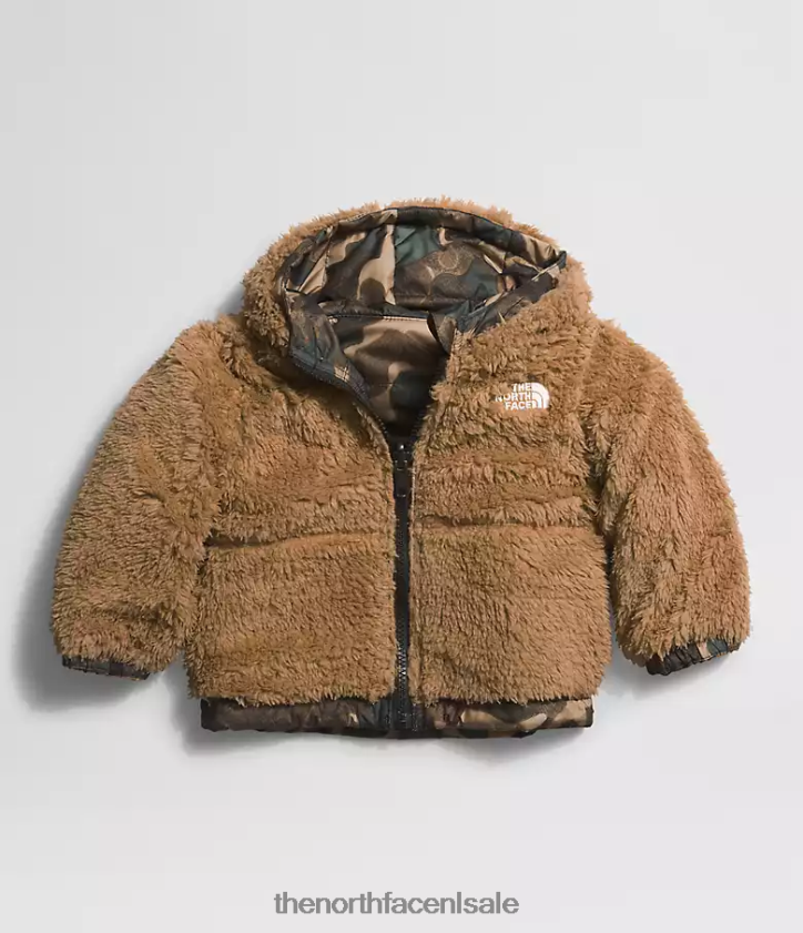 Baby Omkeerbaar MT Chimbo jack met capuchon en volledige ritssluiting The North Face P464ZN867 kleding utility bruine camouflagetextuur kleine lettertjes