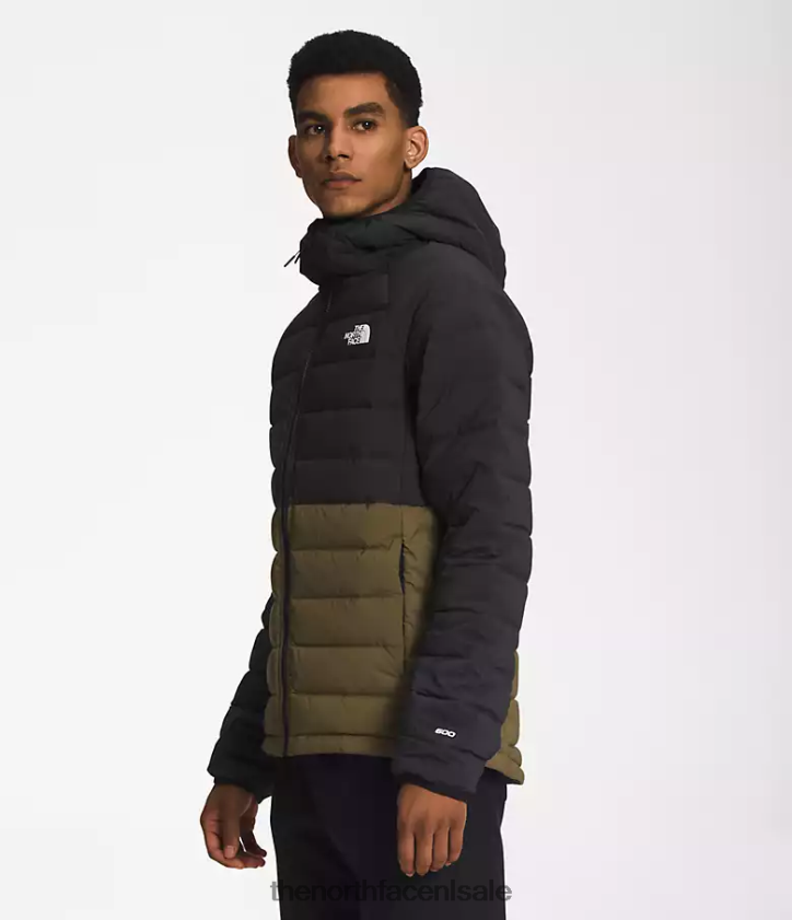 Heren Belleview stretch-down hoodie The North Face P464ZN920 kleding tnf zwart/militair olijfgroen