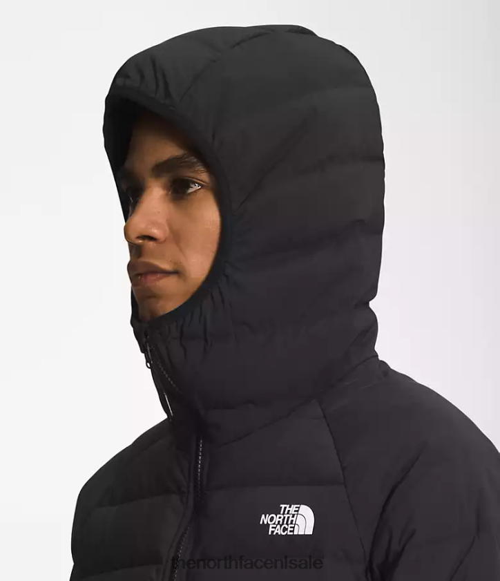 Heren Belleview stretch-down hoodie The North Face P464ZN920 kleding tnf zwart/militair olijfgroen