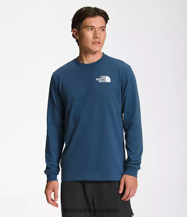 Heren Box NSE T-shirt met lange mouwen The North Face P464ZN1207 kleding schaduwblauw/tnf zwart