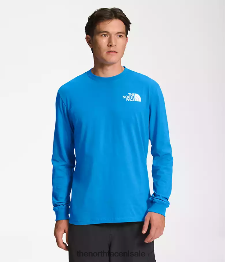 Heren Box NSE T-shirt met lange mouwen The North Face P464ZN1208 kleding super sonisch blauw/tnf zwart
