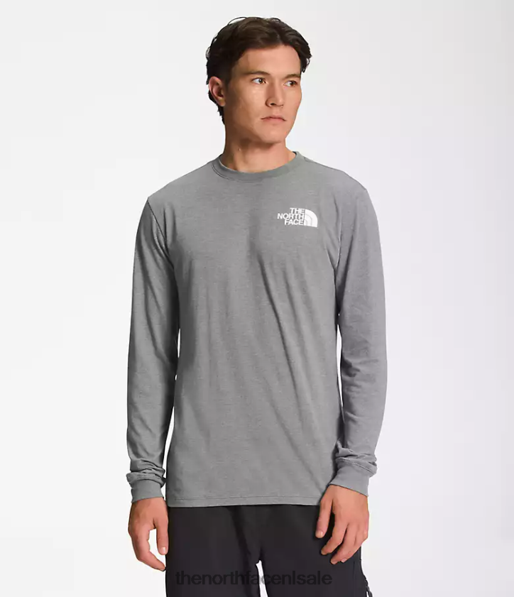 Heren Box NSE T-shirt met lange mouwen The North Face P464ZN1209 kleding tnf middengrijs gemêleerd/tnf zwart
