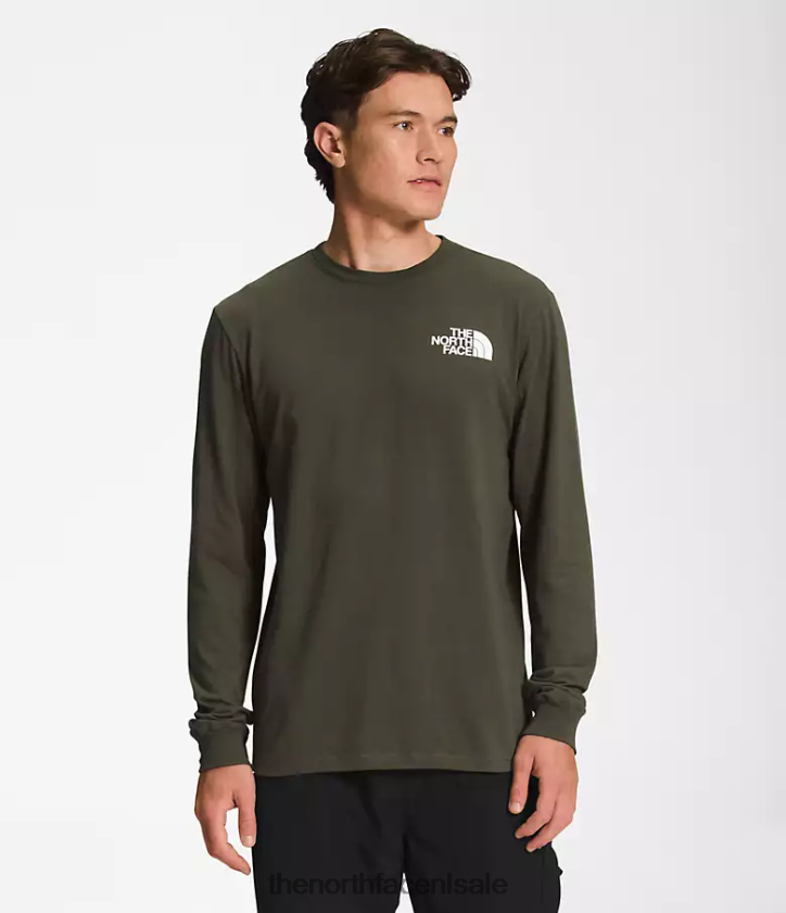Heren Box NSE T-shirt met lange mouwen The North Face P464ZN1211 kleding nieuwe taupegroen/militair olijfgestippelde camouflageprint