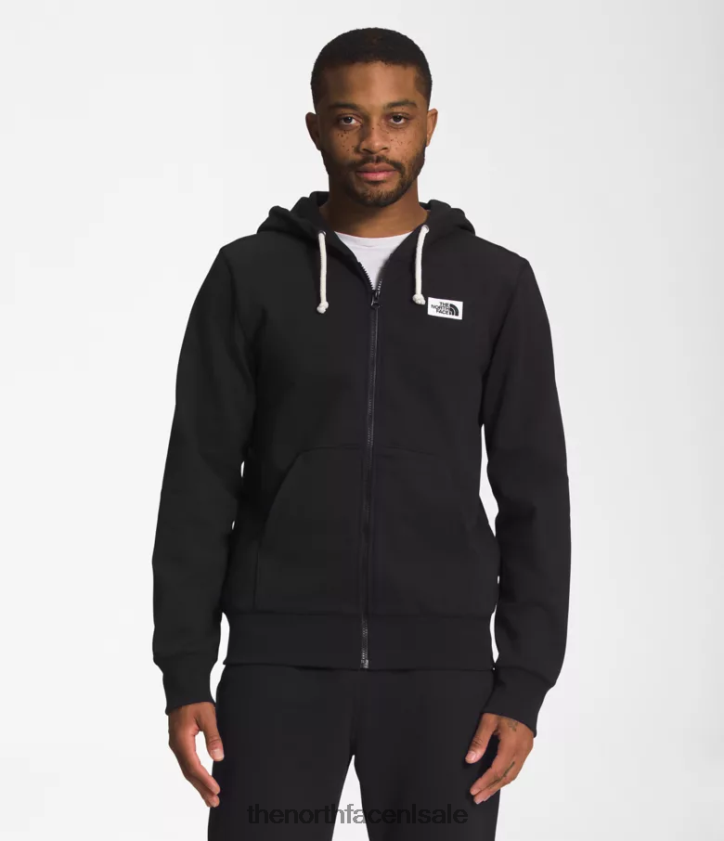 Heren Heritage patch hoodie met volledige ritssluiting The North Face P464ZN703 kleding tn zwart