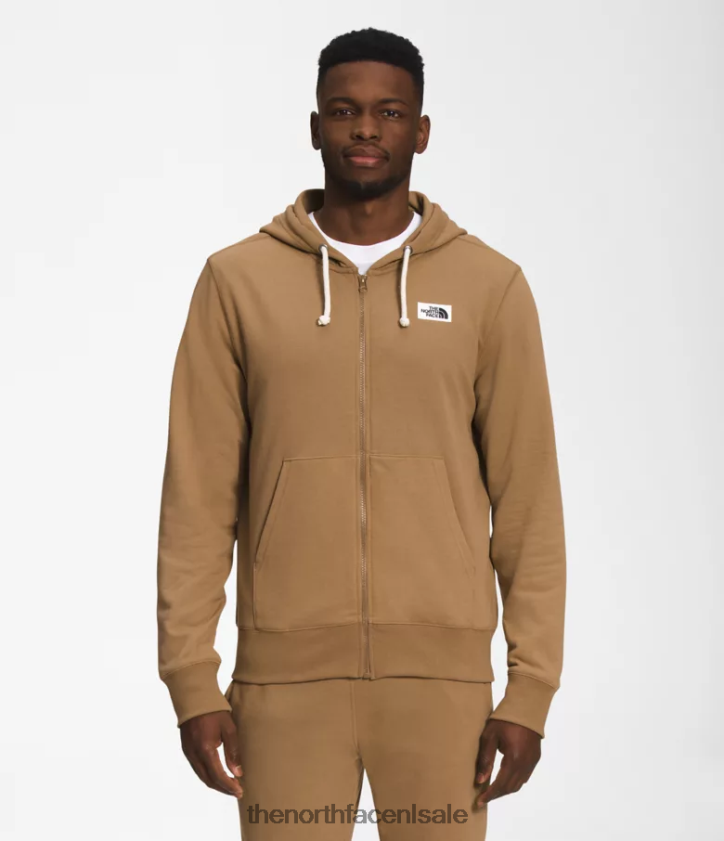 Heren Heritage patch hoodie met volledige ritssluiting The North Face P464ZN704 kleding bruikbaar bruin