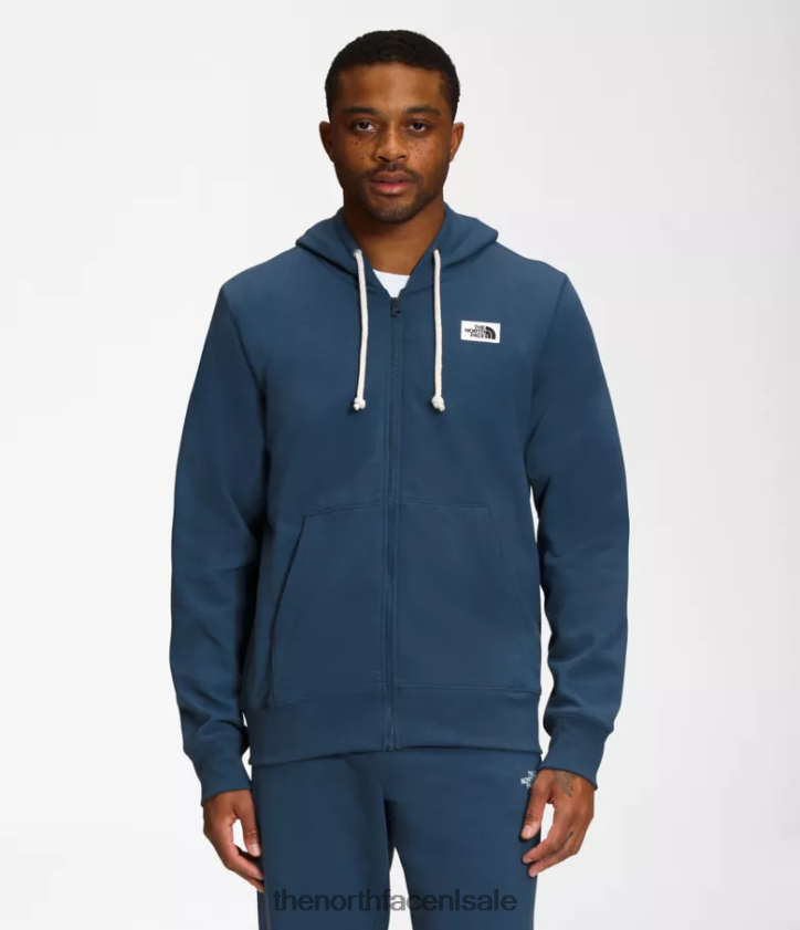 Heren Heritage patch hoodie met volledige ritssluiting The North Face P464ZN706 kleding schaduwrijk blauw