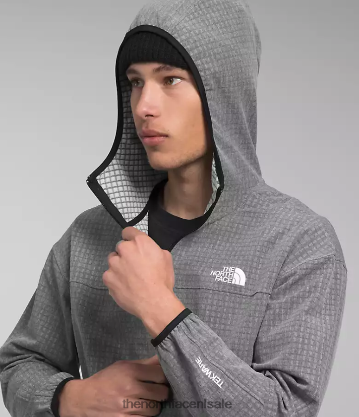 Heren Tekware grid-hoodie The North Face P464ZN834 kleding tnf middengrijs gemêleerd