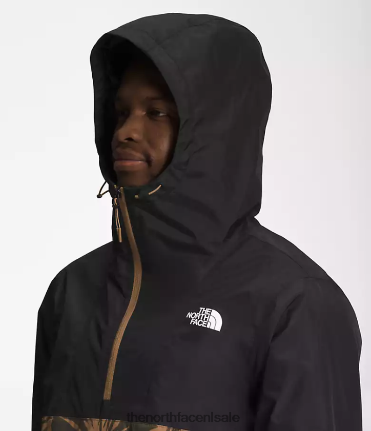 Heren antora anorak The North Face P464ZN700 kleding tnf zwart/utlity bruine kwastafdruk