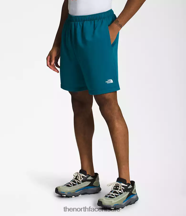 Heren eenvoudige fleeceshort met logo The North Face P464ZN362 kleding blauw koraal