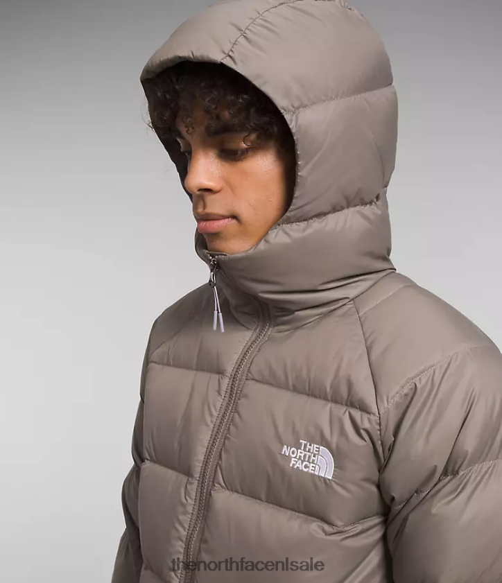 Heren hydrenaliet donshoodie The North Face P464ZN642 kleding valk bruin