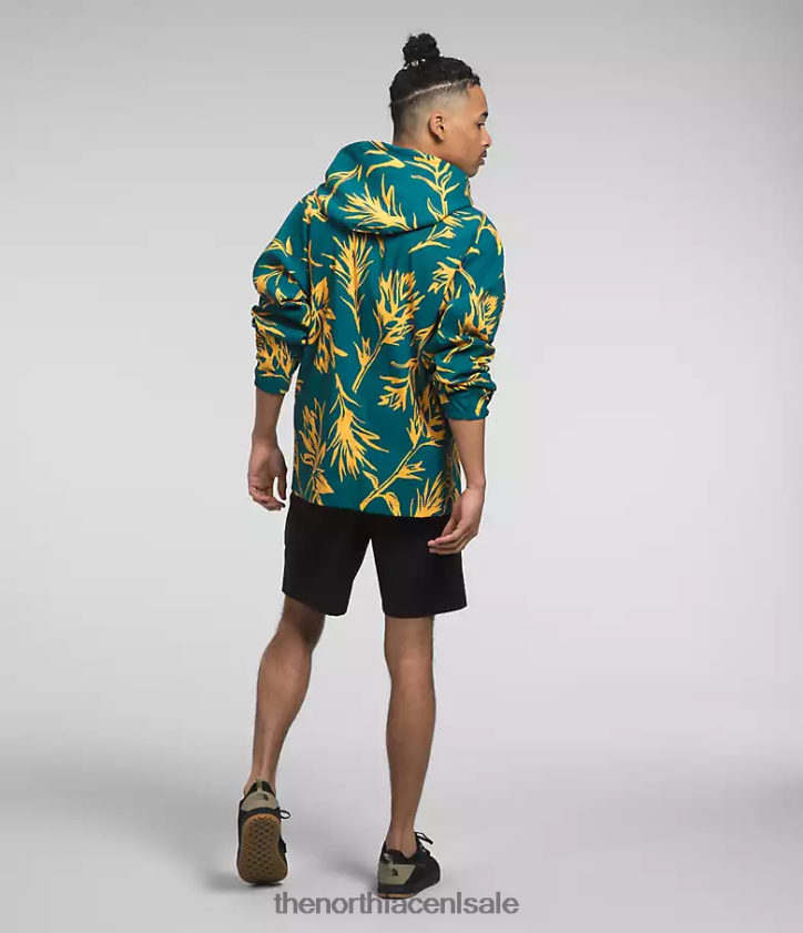 Heren klasse v trui The North Face P464ZN593 kleding blauwe koraal tropische penseelafdruk