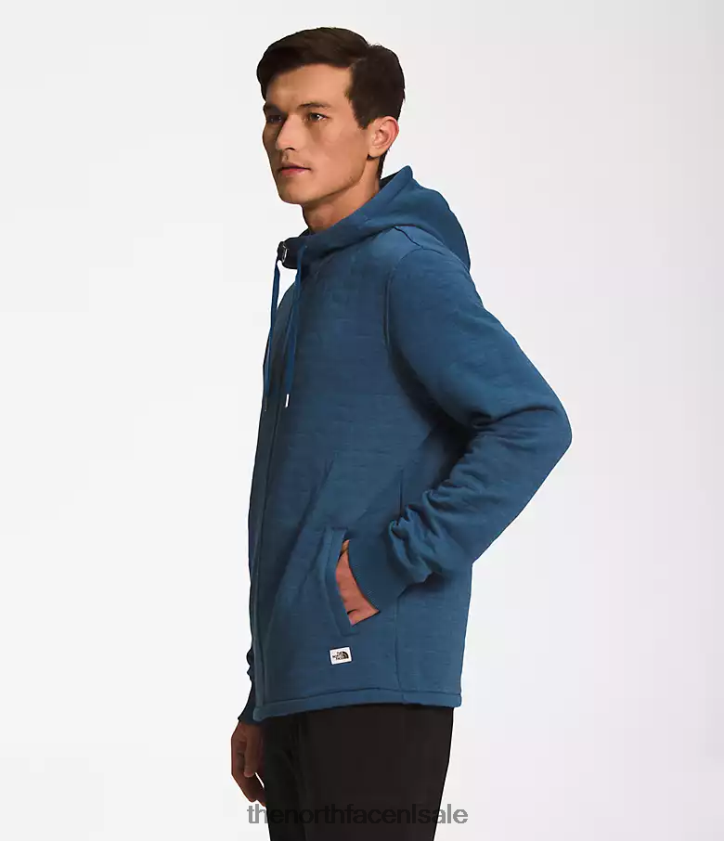 Heren longs gewatteerde hoodie met volledige ritssluiting The North Face P464ZN652 kleding schaduwrijke blauwwitte heide