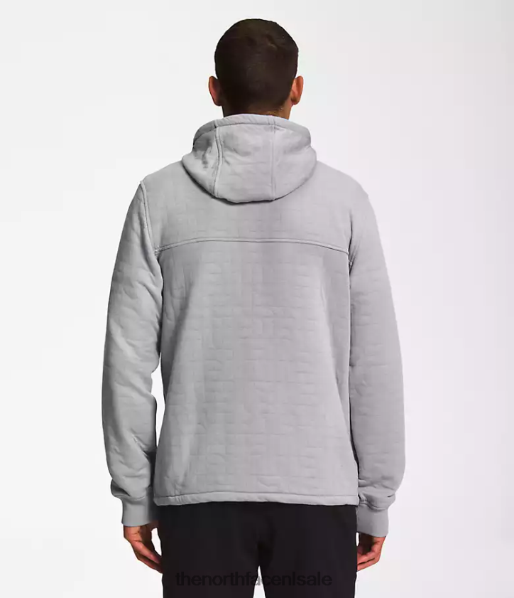 Heren longs gewatteerde hoodie met volledige ritssluiting The North Face P464ZN653 kleding versmolten grijs-witte heide