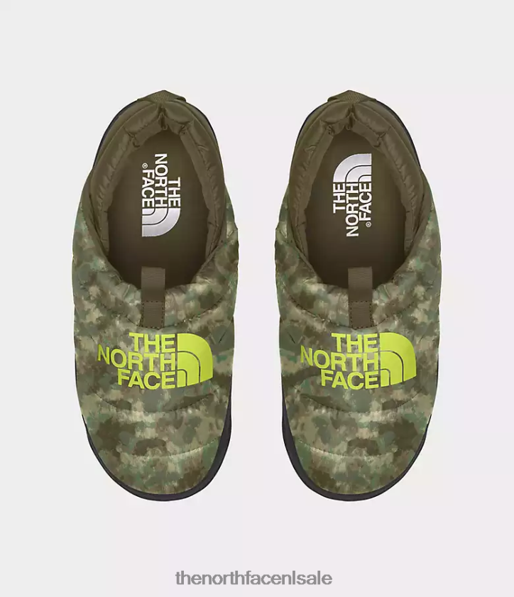 Heren nuptse muilezels The North Face P464ZN558 schoenen militaire olijf gestippelde camouflageprint/led geel