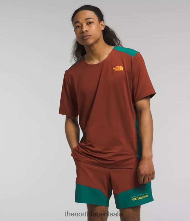 Heren trailwear verloren kust korte mouw The North Face P464ZN883 kleding cognacbruin/bosvaren