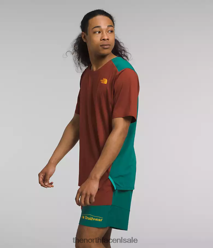 Heren trailwear verloren kust korte mouw The North Face P464ZN883 kleding cognacbruin/bosvaren