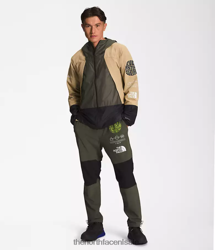 Heren trailwear windfluitjack The North Face P464ZN347 kleding kaki steen/tnf zwart/nieuw tuape groen