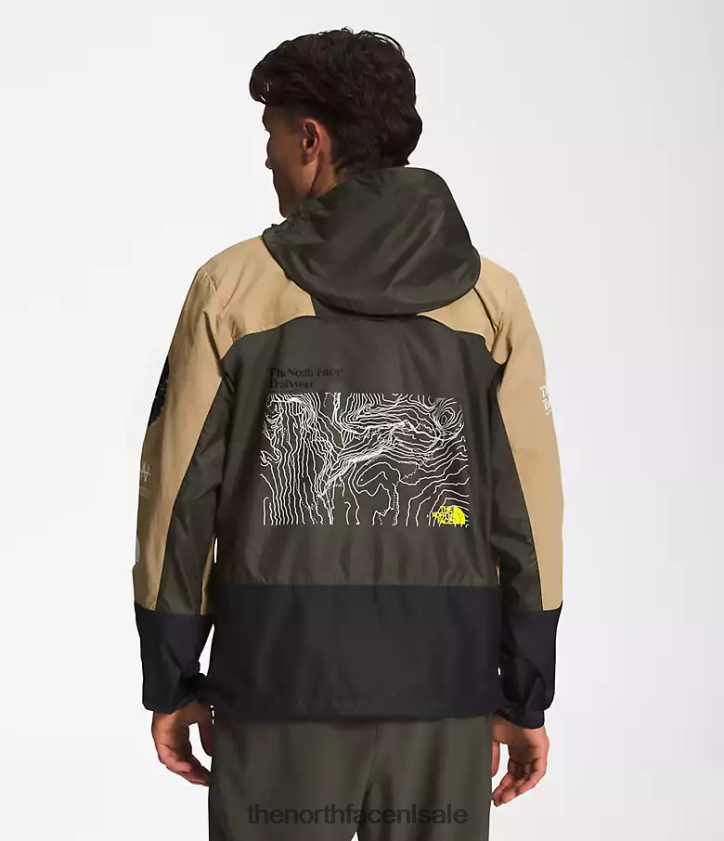 Heren trailwear windfluitjack The North Face P464ZN347 kleding kaki steen/tnf zwart/nieuw tuape groen