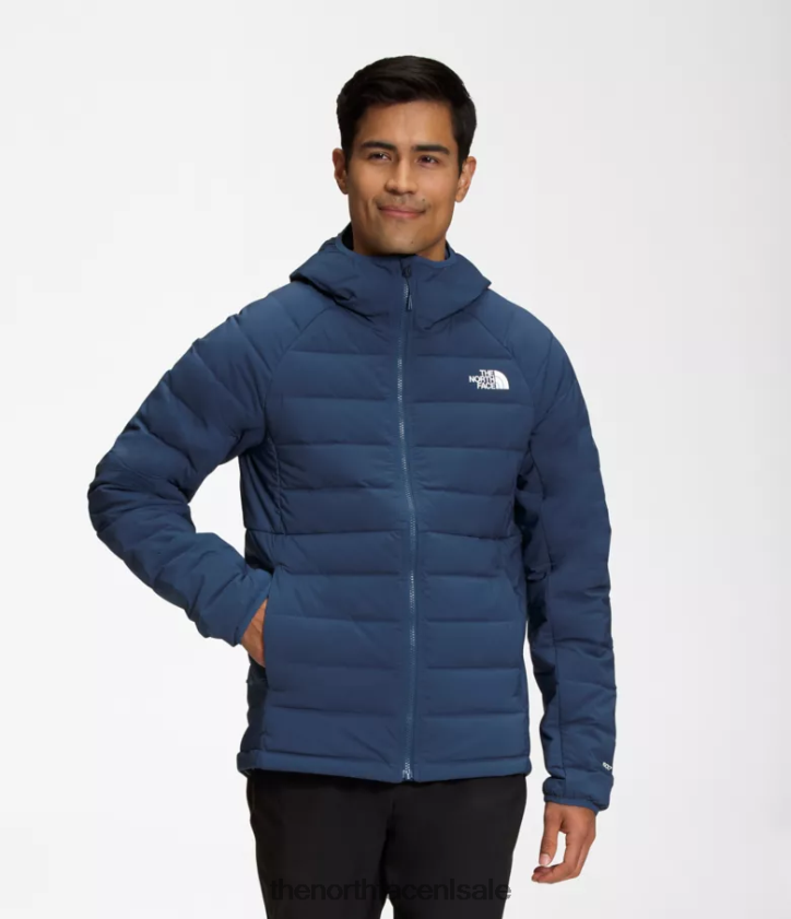 Heren Belleview stretch-down hoodie The North Face P464ZN919 kleding schaduwrijk blauw
