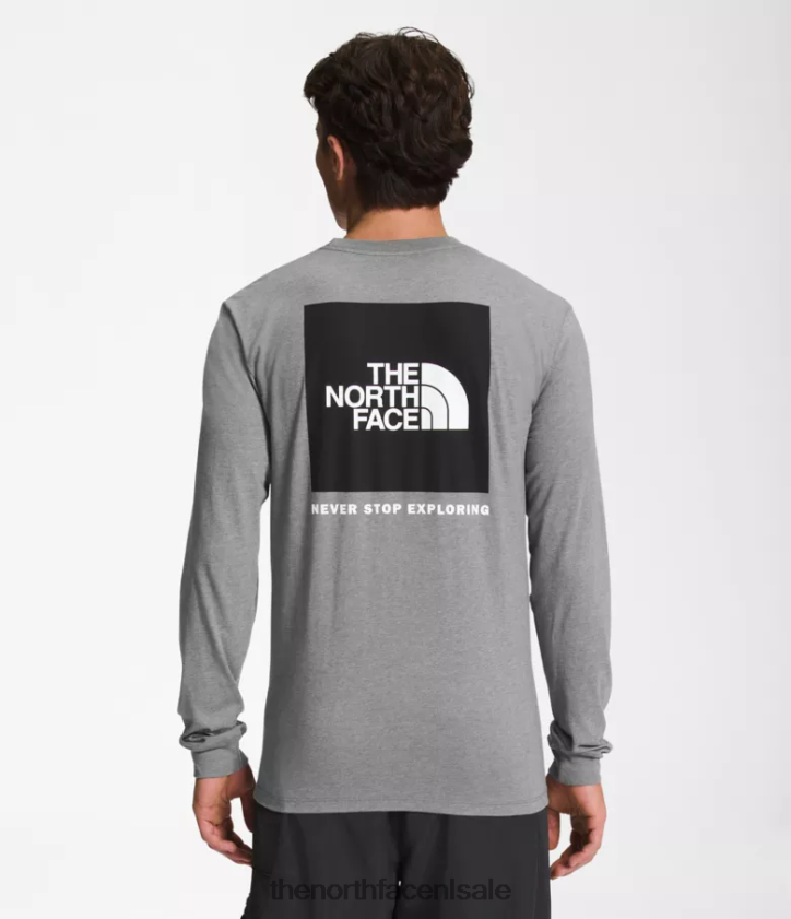 Heren Box NSE T-shirt met lange mouwen The North Face P464ZN1209 kleding tnf middengrijs gemêleerd/tnf zwart