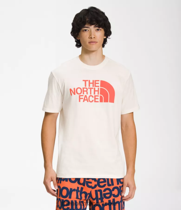 Heren T-shirt met korte mouwen en halve koepel The North Face P464ZN1301 kleding gardenia wit/retro oranje