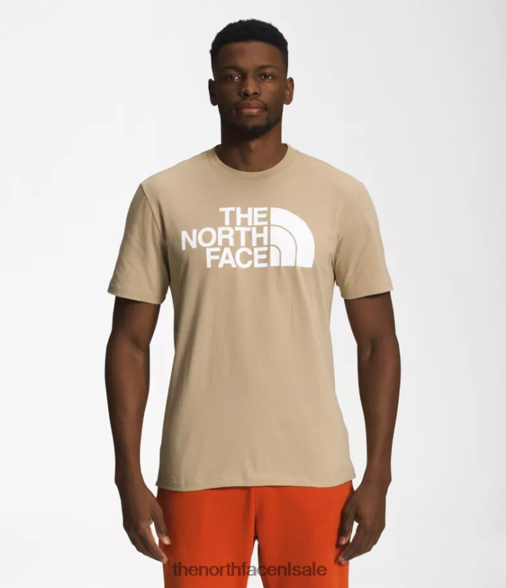 Heren T-shirt met korte mouwen en halve koepel The North Face P464ZN1306 kleding kaki steen/tnf wit