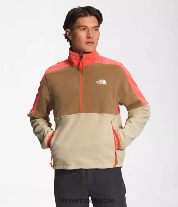Heren tnf polartec 100-zip The North Face P464ZN304 kleding grind/utiliteitsbruin/retro oranje