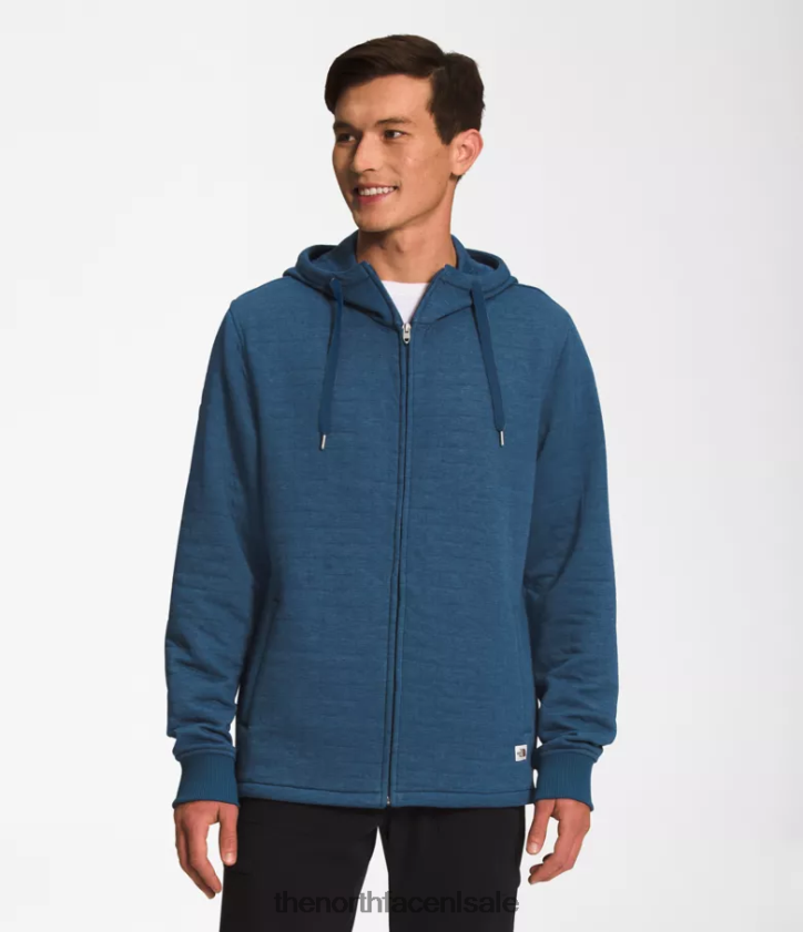 Heren longs gewatteerde hoodie met volledige ritssluiting The North Face P464ZN652 kleding schaduwrijke blauwwitte heide