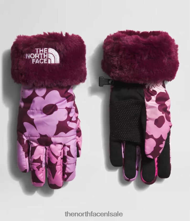 kinderen mosknop swirl handschoenen The North Face P464ZN461 accessoire Boysenberry gradiënt bloemenprint