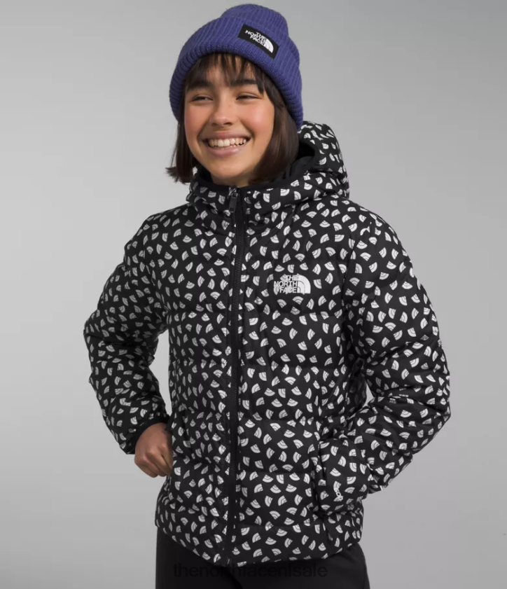 kinderen omkeerbare North-down jas met capuchon The North Face P464ZN906 kleding tnf zwarte tnf mini-toss-print