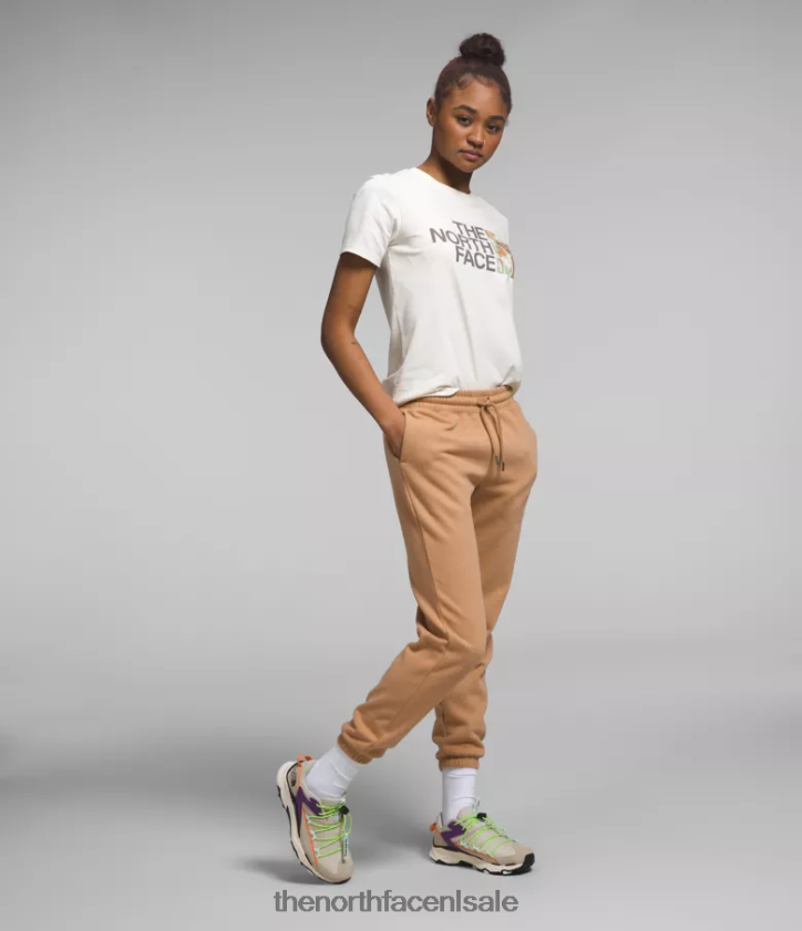 vrouwen fleece joggingbroek met halve koepel The North Face P464ZN977 kleding amandelboter/tnf wit