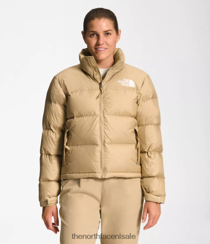 vrouwen Retro nuptse jasje uit 1996 The North Face P464ZN731 kleding kaki steen