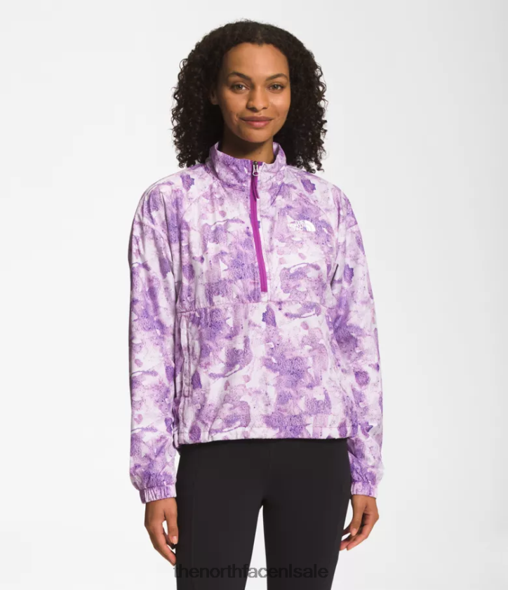 vrouwen Hydranaline trui 2000 The North Face P464ZN1019 kleding tonale kleurstofprint met paarse cactusbloemen