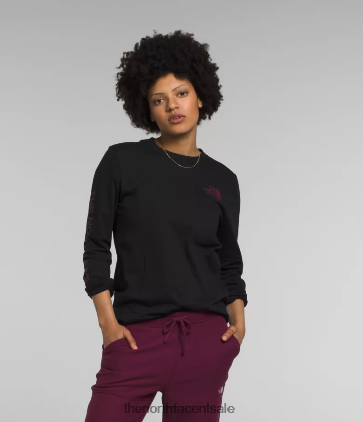 vrouwen Grafisch T-shirt met lange mouwen en mouwen The North Face P464ZN1094 kleding tnf zwart/boysenbes