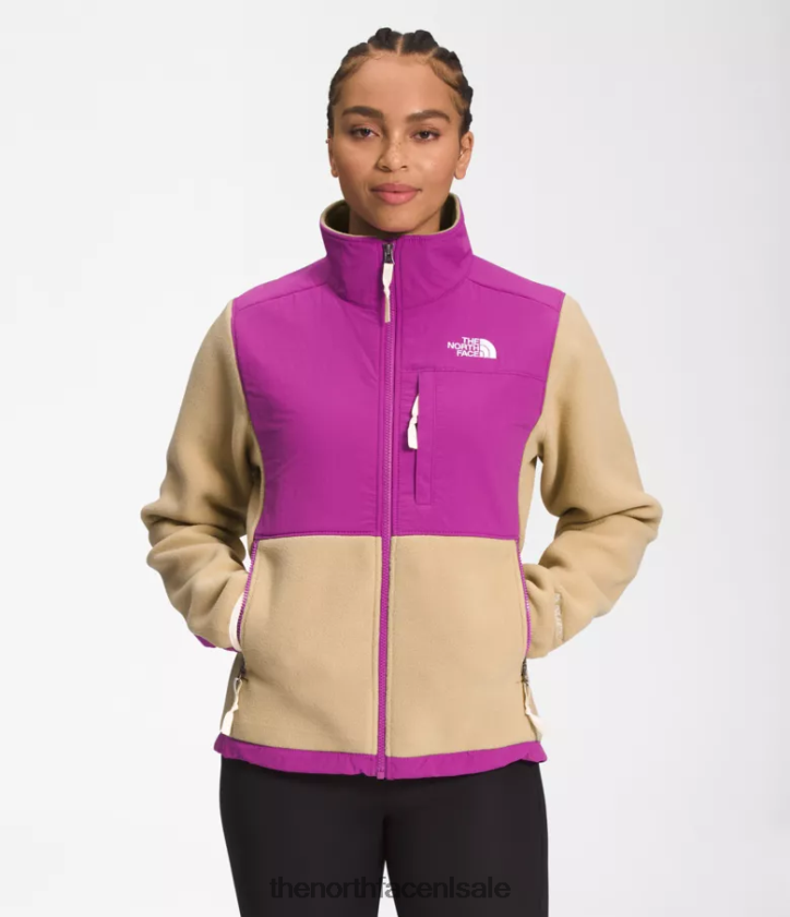 vrouwen denali jas The North Face P464ZN149 kleding kaki steen/paarse cactusbloem/gardenia wit