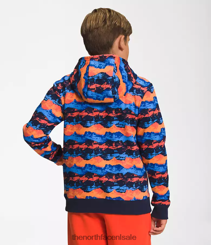 kinderen Camp fleece trui met capuchon The North Face P464ZN1107 kleding retro oranje bergpanoramaprint