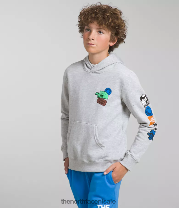 kinderen Camp fleece trui met capuchon The North Face P464ZN1108 kleding tnf lichtgrijs gemêleerd/optisch blauw