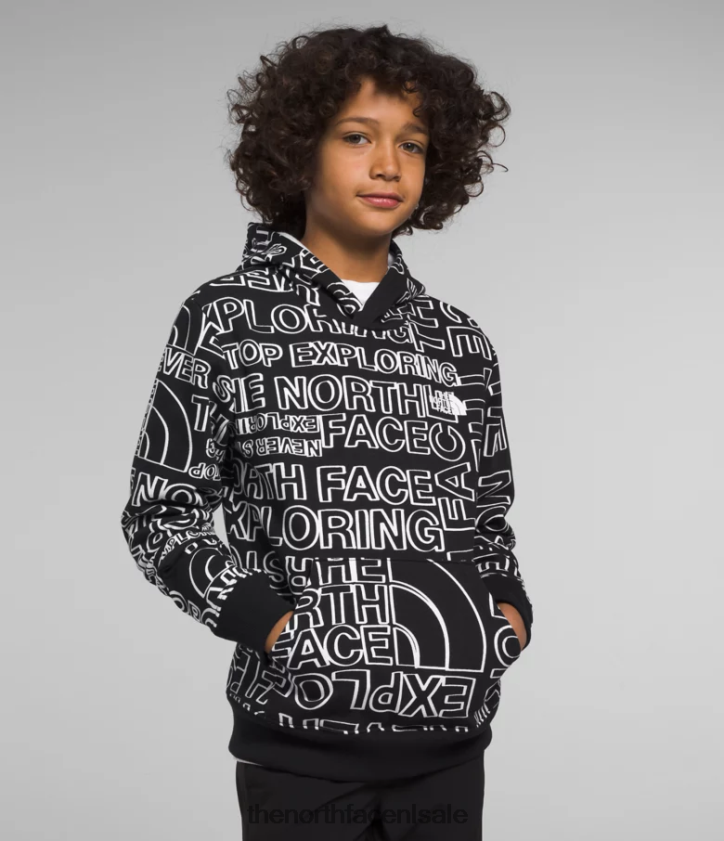 kinderen Camp fleece trui met capuchon The North Face P464ZN1109 kleding tnf zwarte tnf marker-logoprint