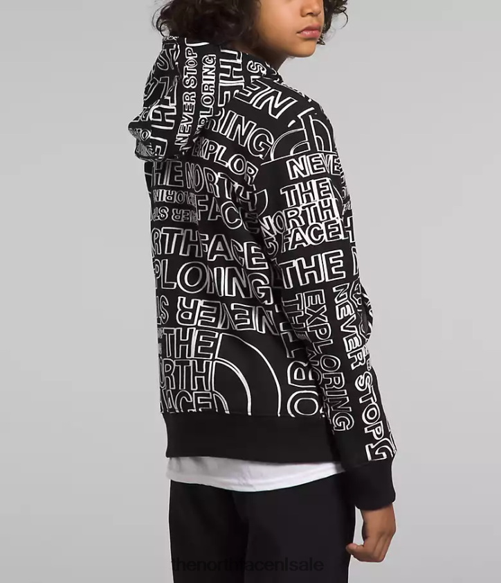 kinderen Camp fleece trui met capuchon The North Face P464ZN1109 kleding tnf zwarte tnf marker-logoprint