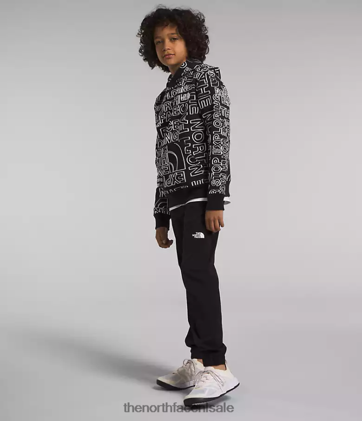 kinderen Camp fleece trui met capuchon The North Face P464ZN1109 kleding tnf zwarte tnf marker-logoprint