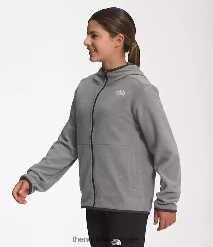 kinderen Gletsjerjack met capuchon en volledige ritssluiting The North Face P464ZN519 kleding tnf middengrijs gemêleerd