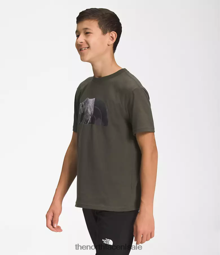 kinderen Grafisch T-shirt met korte mouwen The North Face P464ZN1056 kleding nieuw taupegroen/tnf zwart