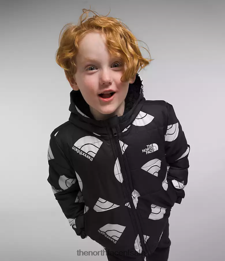 kinderen Omkeerbaar MT Chimbo jack met capuchon en volledige ritssluiting The North Face P464ZN634 kleding tnf zwarte next-gen logoprint