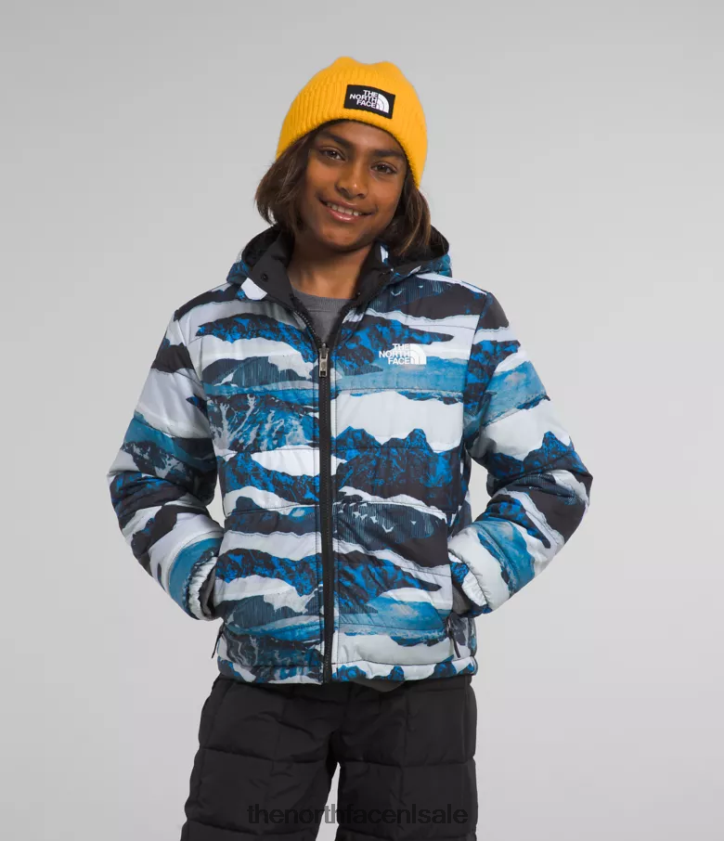 kinderen Omkeerbaar MT Chimbo jack met capuchon en volledige ritssluiting The North Face P464ZN80 kleding optische blauwe bergtraverseprint