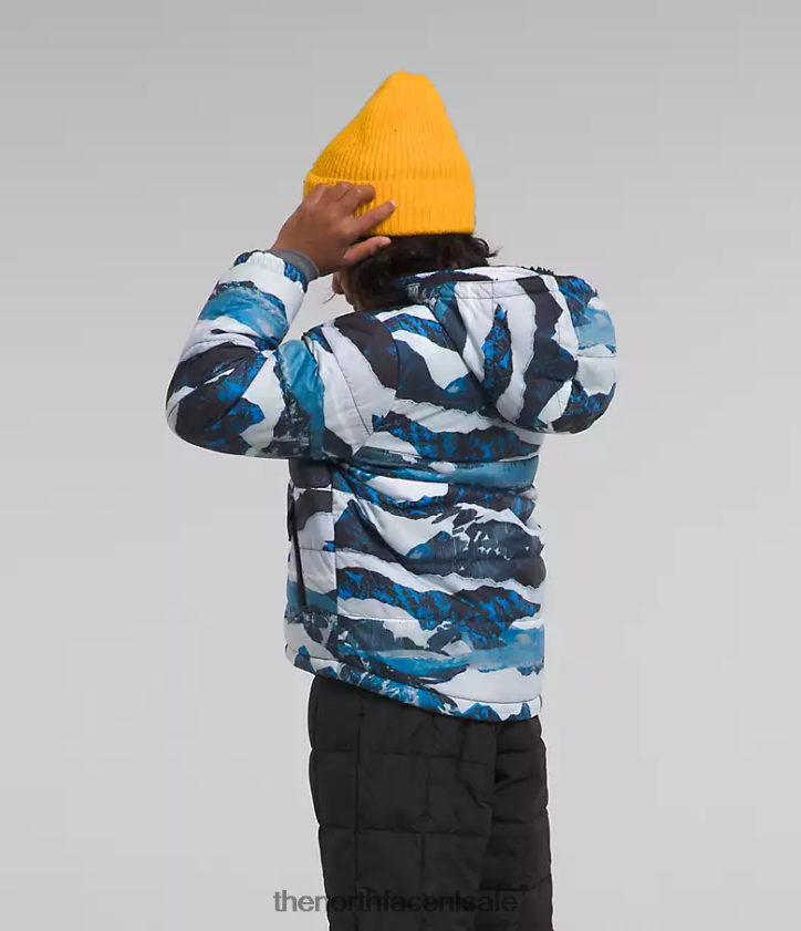 kinderen Omkeerbaar MT Chimbo jack met capuchon en volledige ritssluiting The North Face P464ZN80 kleding optische blauwe bergtraverseprint