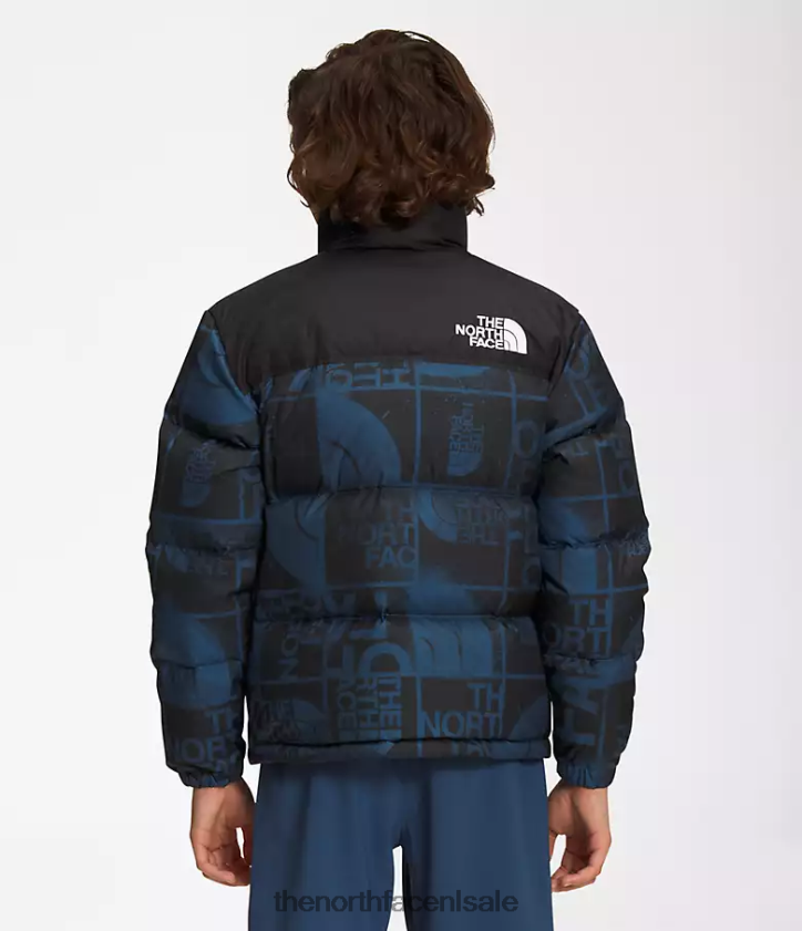 kinderen bedrukt retro nuptse jasje uit 1996 The North Face P464ZN686 kleding schaduwblauwe spuitverf