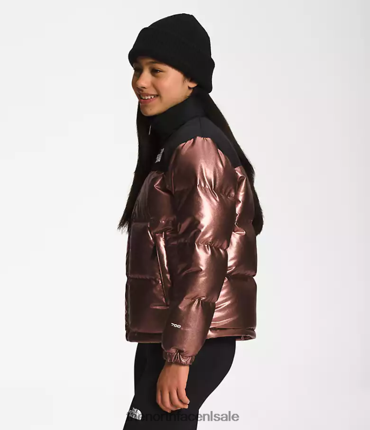 kinderen bedrukt retro nuptse jasje uit 1996 The North Face P464ZN687 kleding donker eiken metallic
