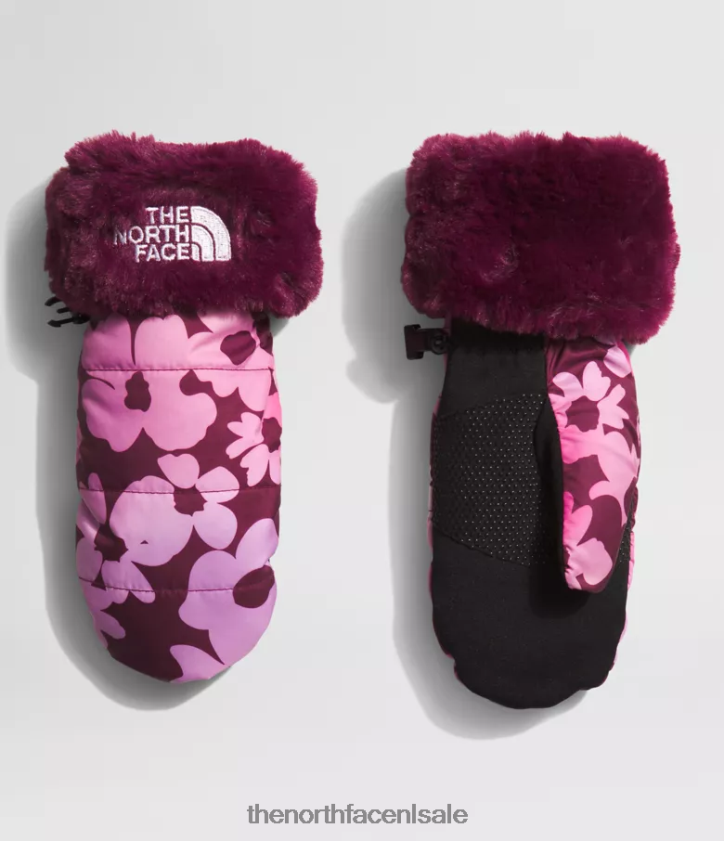 kinderen mosknop swirl wanten The North Face P464ZN631 accessoire Boysenberry gradiënt bloemenprint