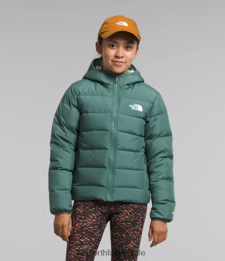 kinderen omkeerbare North-down jas met capuchon The North Face P464ZN628 kleding donkere salie