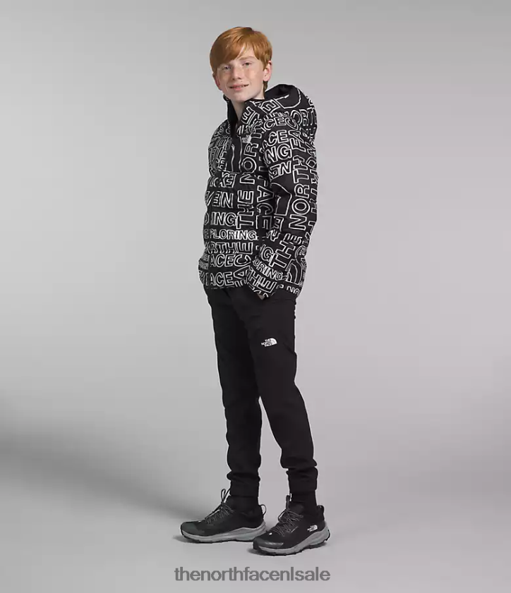 kinderen omkeerbare North-down jas met capuchon The North Face P464ZN817 kleding tnf zwarte tnf marker-logoprint